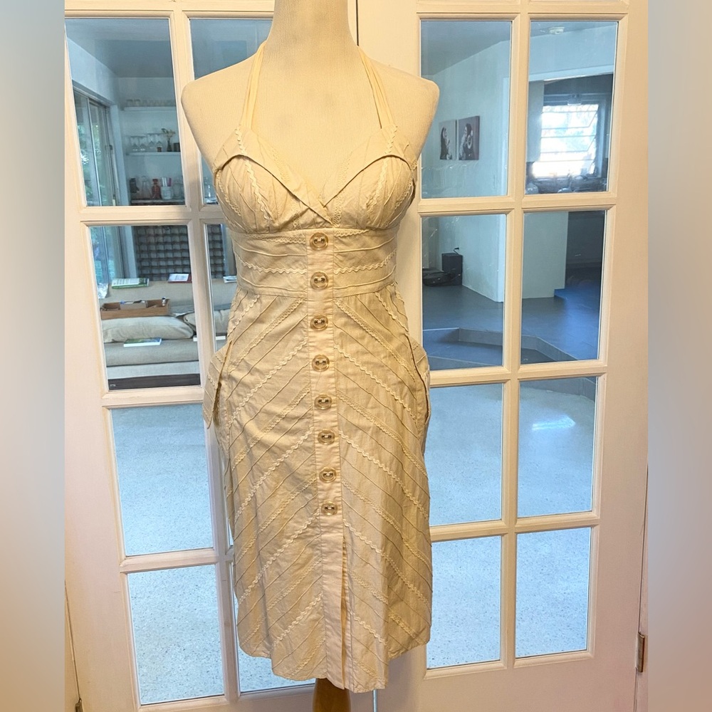 Vintage Pinup Halter Lyndia Procanik Midi Dress w/pockets -Sz 6